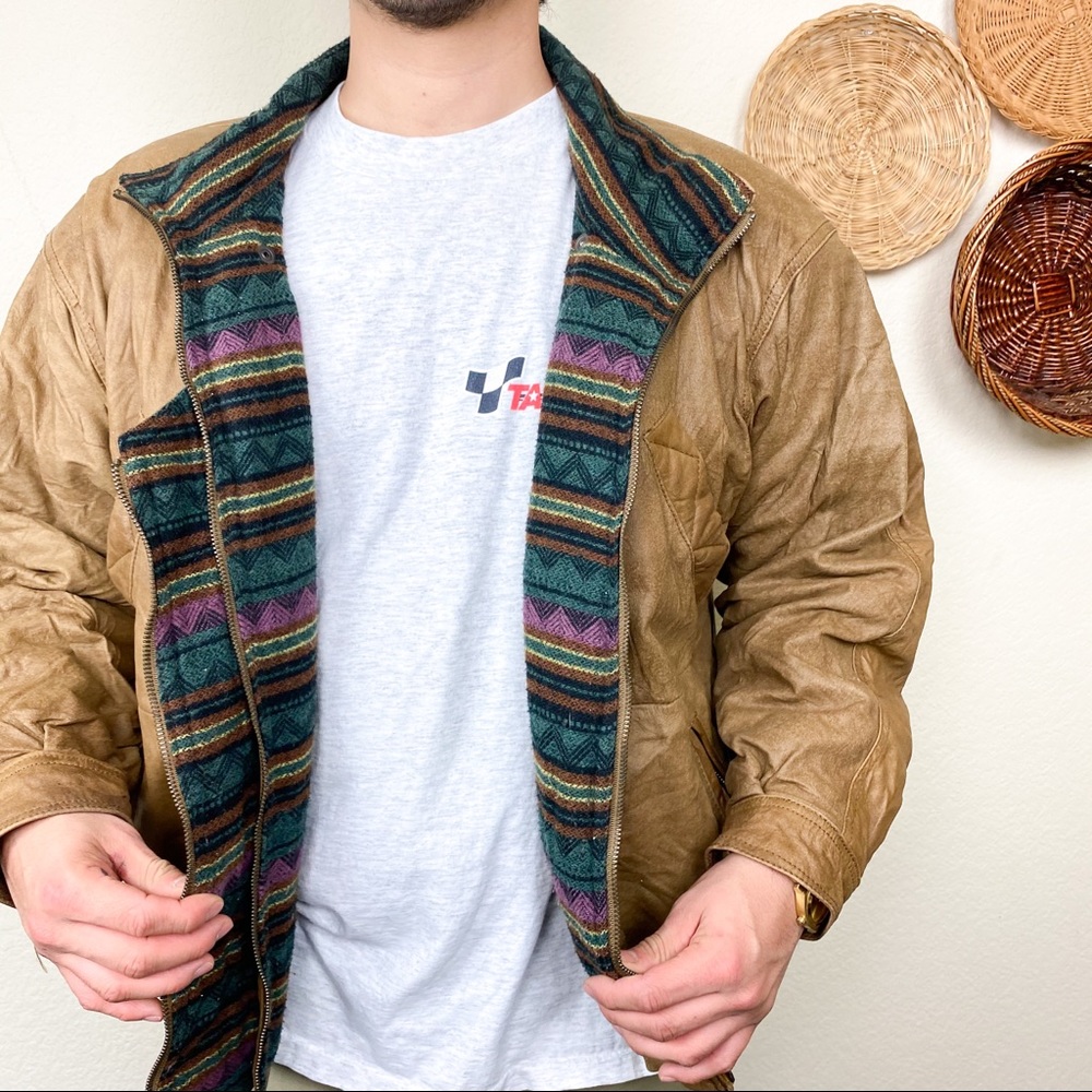 Paris Sport Club Men Vintage Leather Jacket Large